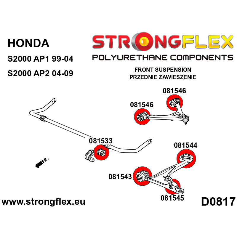 Strongflex Honda S2000 Rubber voorste/achterste schokdemper bovenlager – 081545B 2 Strongflex Honda S2000 Rubber voorste/achterste schokdemper bovenlager – 081545B – Image 2
