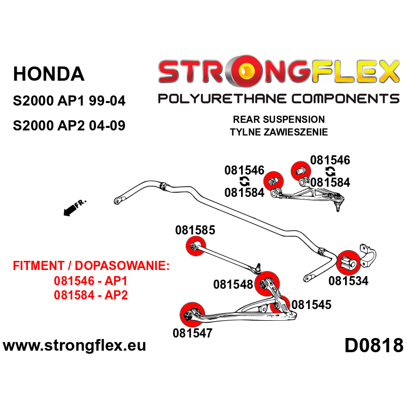 Strongflex Honda S2000 Rubber bovenster draagarm SPORT – 081546A 3 Strongflex Honda S2000 Rubber bovenster draagarm SPORT – 081546A - Afbeelding 3