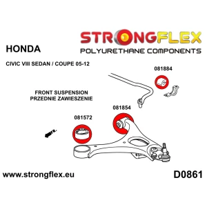 Strongflex Acura / Honda Vooras voorste draagarm rubber SPORT ZWART – 081572AX
