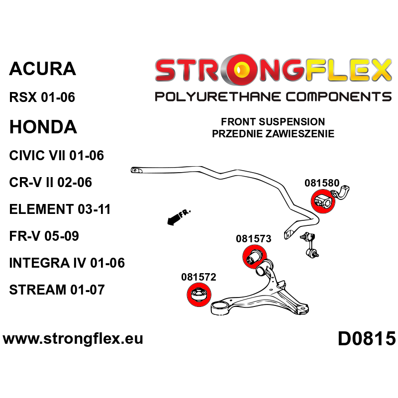 Strongflex Acura / Honda Vooras voorste draagarm rubber SPORT – 081572A 2 Strongflex Acura / Honda Vooras voorste draagarm rubber SPORT – 081572A – Image 2