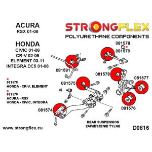 Strongflex Acura / Honda Achteras onderste draagarm-langsdraagarm voorste rubber – 081574B