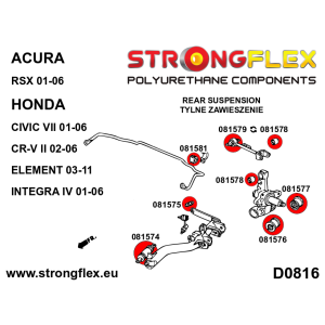 Strongflex Acura / Honda Achteras onderste draagarm-langsdraagarm achterste binnenste rubber SPORT – 081575A