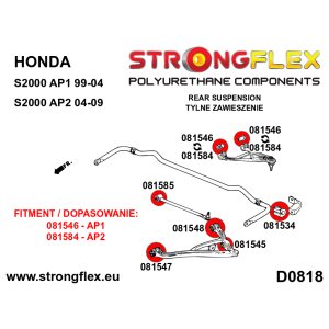 Strongflex Honda S2000 Achteras onderste binnenste draagarmrubber SPORT – 081585A