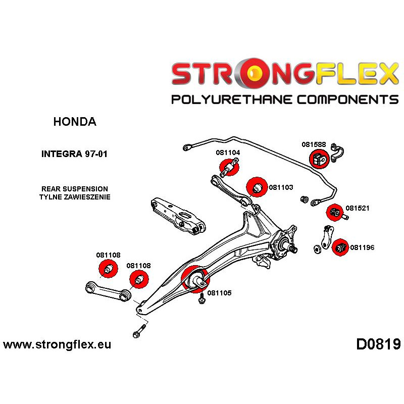 Strongflex Honda Integra Achterste stabilisatorrubber ZWART – 081588BX 2 Strongflex Honda Integra Achterste stabilisatorrubber ZWART – 081588BX - Afbeelding 2