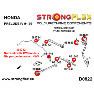 Strongflex Honda Prelude Achteras onderster voorste draagarm binnenste rubber SPORT – 081643A