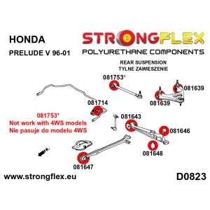 Strongflex Honda Prelude Achteras langsdraagarm achterste rubber SPORT ZWART – 081648AX