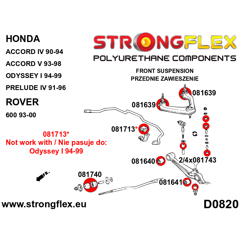 Strongflex Honda Accord / Legend / Prelude Voorste / achterste stabilisator rubber – 081713B 2 Strongflex Honda Accord / Legend / Prelude Voorste / achterste stabilisator rubber – 081713B – Image 2