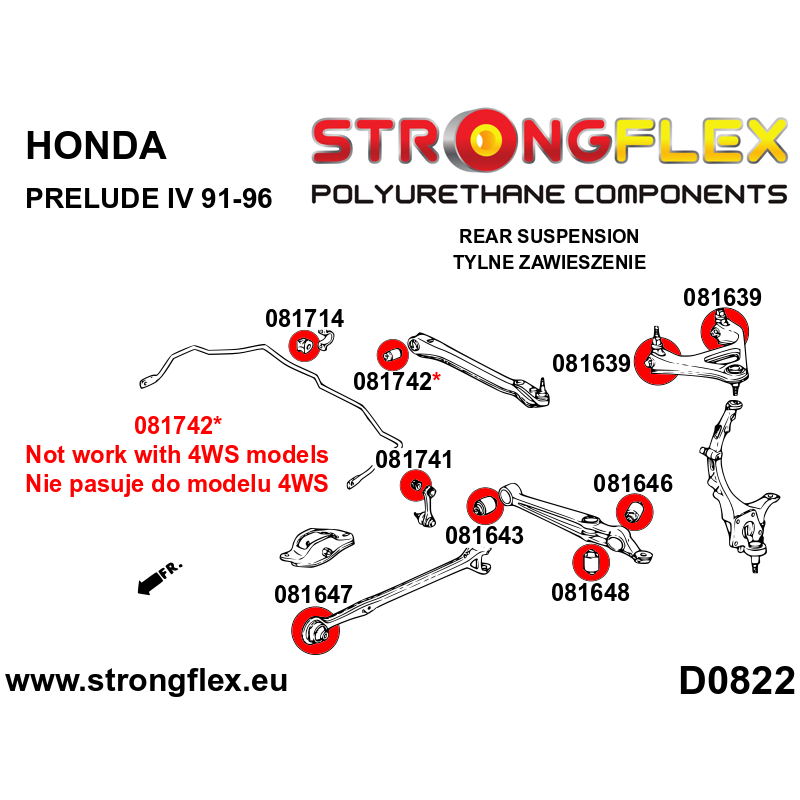 Strongflex Honda Prelude Rubber achterste koppelstang – 081741B 2 Strongflex Honda Prelude Rubber achterste koppelstang – 081741B – Image 2
