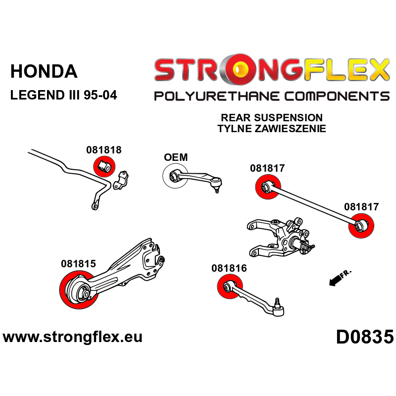 Strongflex Honda CR-V / FR-V / Legend Achterste stabilisatorrubber – 081818B 2 Strongflex Honda CR-V / FR-V / Legend Achterste stabilisatorrubber – 081818B – Image 2