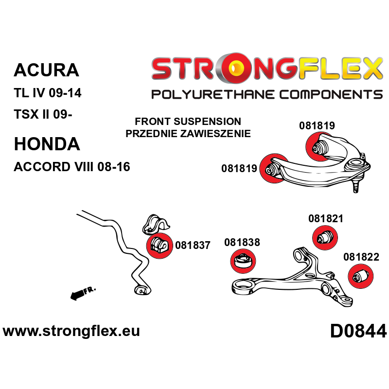 Strongflex Acura / Honda Front lower control arm bush – rear SPORT BLACK – 081821AX 2 Strongflex Acura / Honda Front lower control arm bush – rear SPORT – 081821A