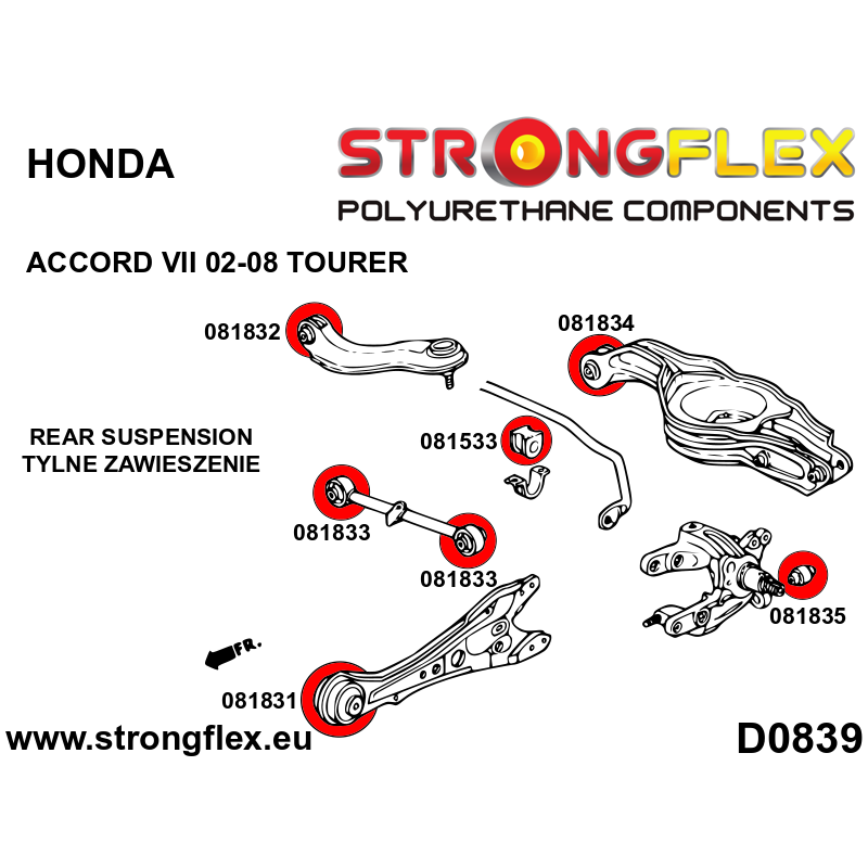 Strongflex Honda Accord Achterste draagarmrubber SPORT – 081833A 2 Strongflex Honda Accord Achterste draagarmrubber SPORT – 081833A – Image 2