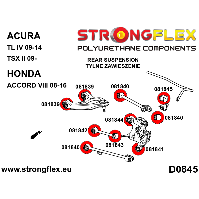 Strongflex Acura / Honda Achterste stabilisatorrubber SPORT – 081845A 2 Strongflex Acura / Honda Achterste stabilisatorrubber SPORT – 081845A – Image 2