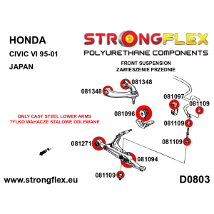 Strongflex Honda Civic Polyurethaan rubberset vooras – 086096B