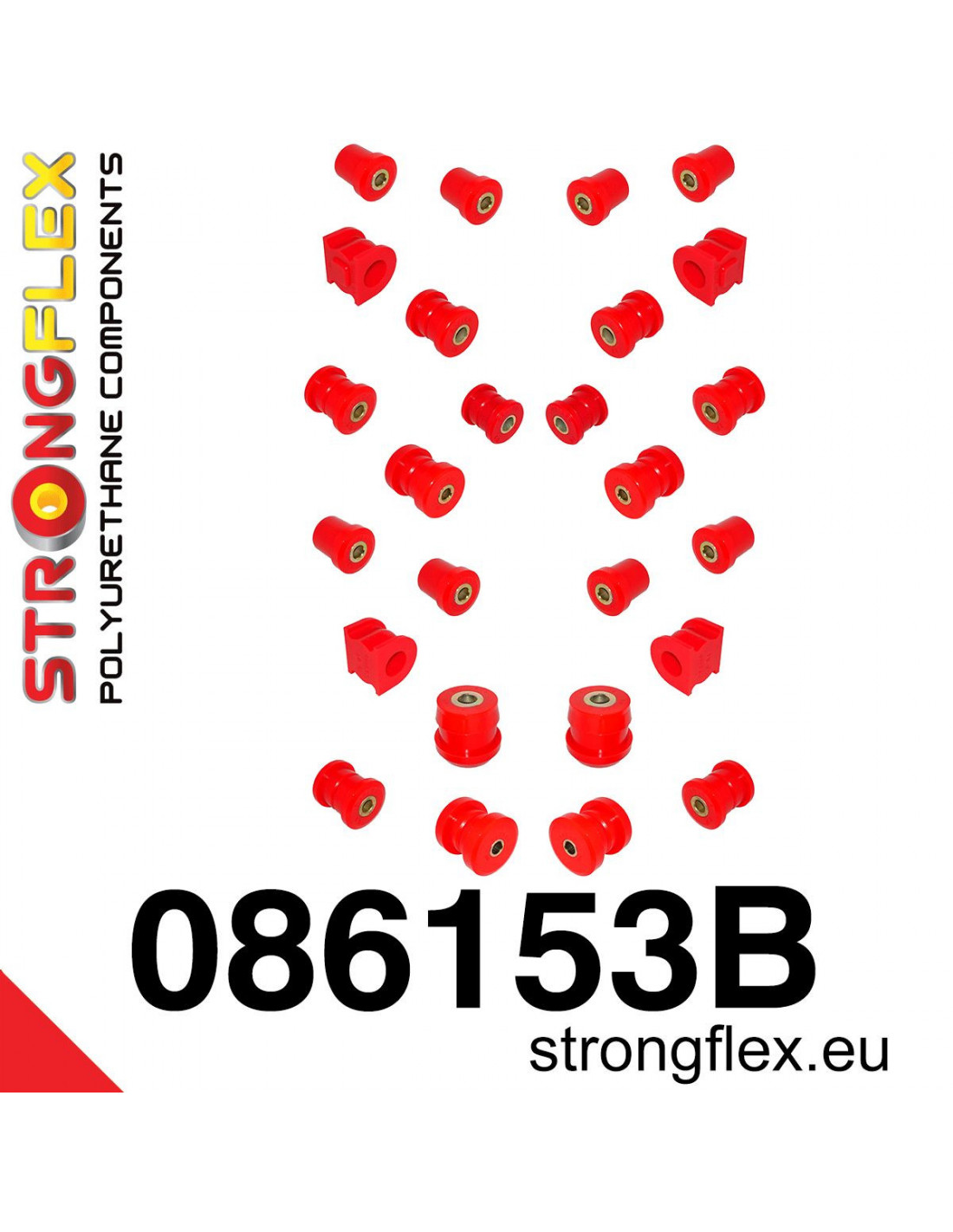 Strongflex Honda S2000 Polyurethaan rubberset voor- en achteras (AP1) – 086153B 1 Strongflex Honda S2000 Polyurethaan rubberset voor- en achteras (AP1) – 086153B