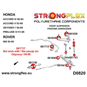 Strongflex Honda Accord / Prelude Polyurethaan rubberset vooras SPORT – 086202A