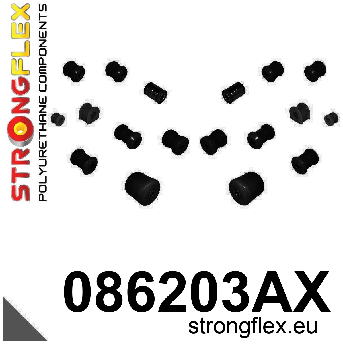 Strongflex Honda Prelude Polyurethane rear axle bush kit SPORT BLACK – 086203AX 3 Strongflex Honda Prelude Polyurethane rear axle bush kit SPORT BLACK – 086203AX