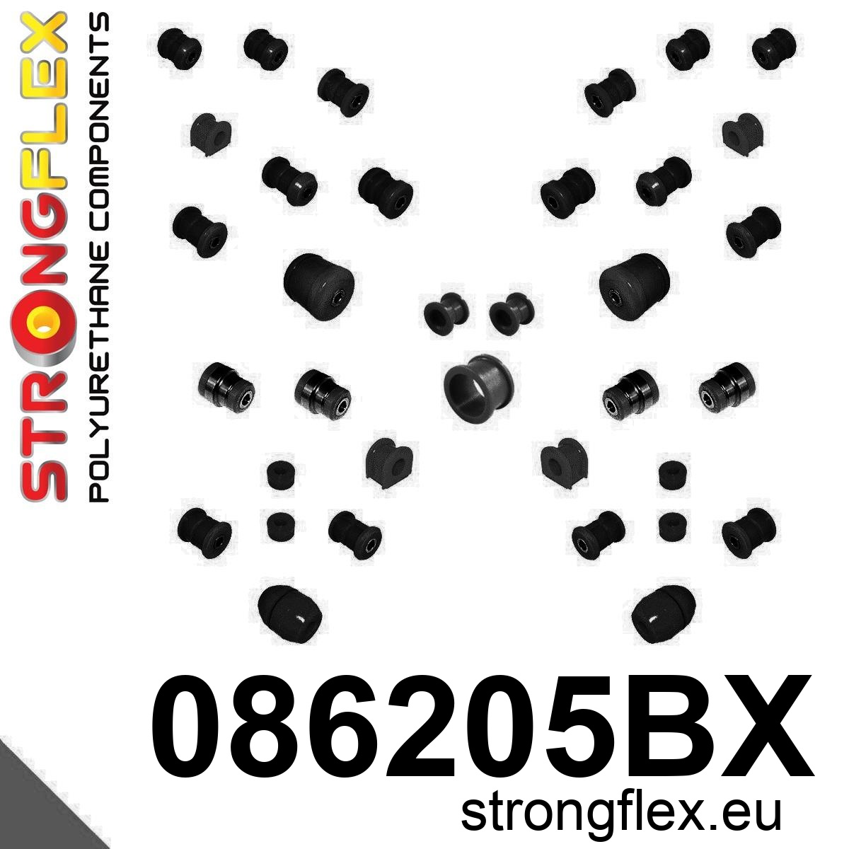 Strongflex Honda Prelude Polyurethaan rubberset voor- en achteras ZWART – 086205BX 3 Strongflex Honda Prelude Polyurethaan rubberset voor- en achteras ZWART – 086205BX