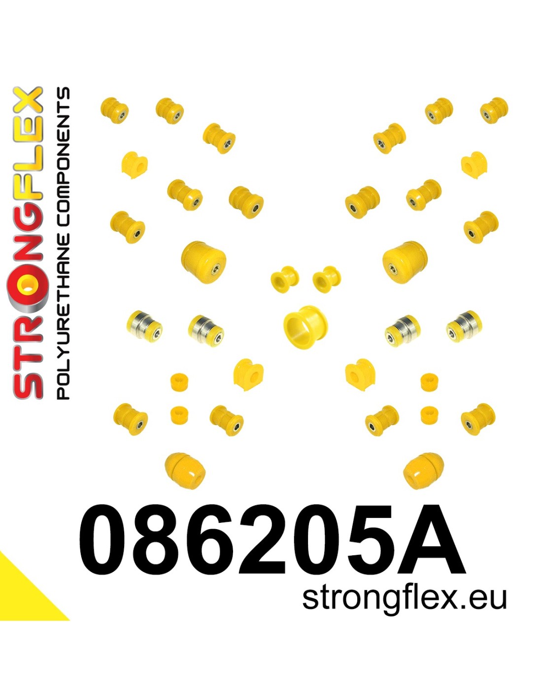 Strongflex Honda Prelude Polyurethaan rubberset voor- en achteras SPORT – 086205A 1 Strongflex Honda Prelude Polyurethaan rubberset voor- en achteras SPORT – 086205A