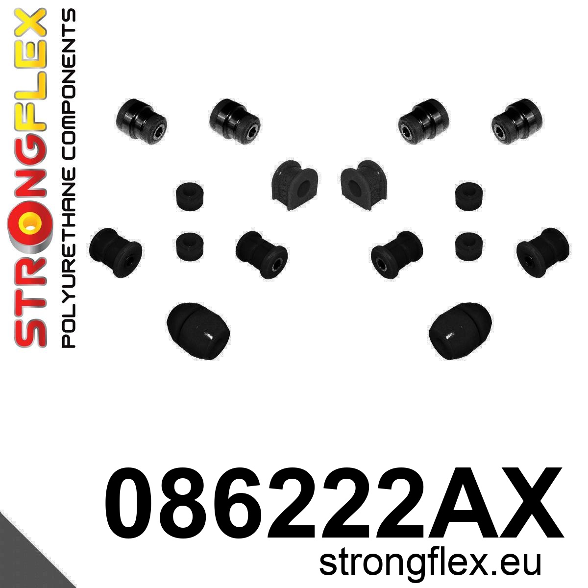Strongflex Honda Prelude Polyurethaan rubberset vooras SPORT ZWART – 086222AX 3 Strongflex Honda Prelude Polyurethaan rubberset vooras SPORT ZWART – 086222AX