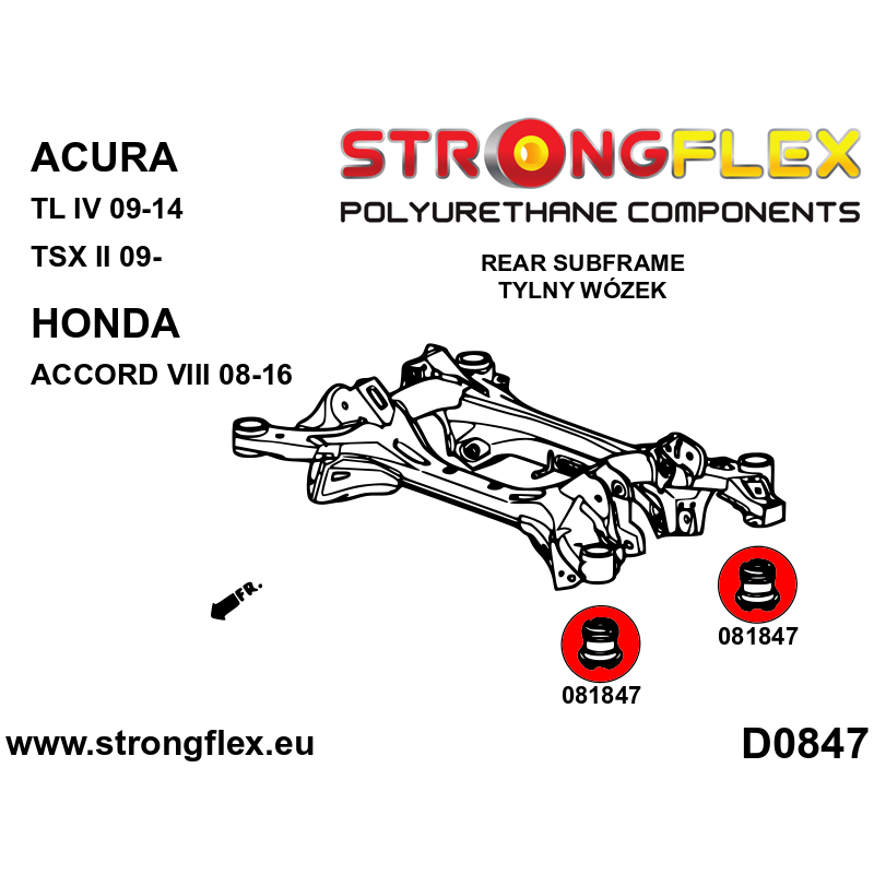 Strongflex Acura / Honda Kit de silentblocs de berceau arrière – 086237B 2 Strongflex Acura / Honda Kit de silentblocs de berceau arrière – 086237B