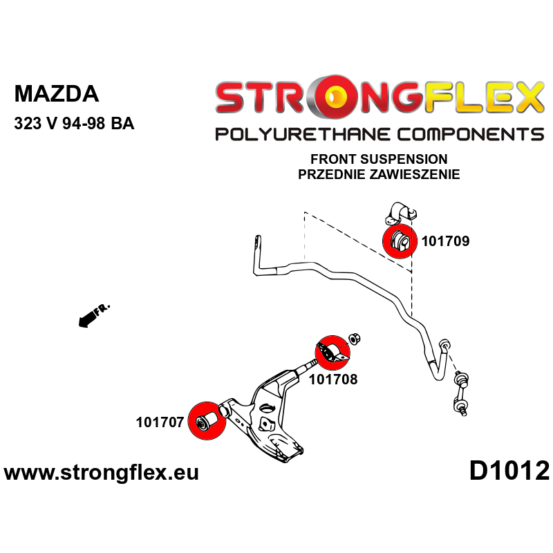 Strongflex Mazda 323 Voorste stabilisatorrubber SPORT – 101709A 2 Strongflex Mazda 323 Voorste stabilisatorrubber SPORT – 101709A – Image 2
