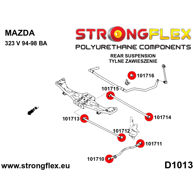 Strongflex Mazda 323 Achterste draagarm - buitenste achterste rubber – 101714B 2 Strongflex Mazda 323 Achterste draagarm - buitenste achterste rubber – 101714B – Image 2