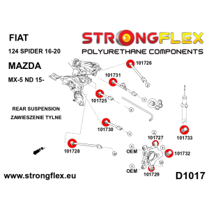 Strongflex Fiat / Mazda Achterste draagarmrubber - achter binnenzijde SPORT – 101731A
