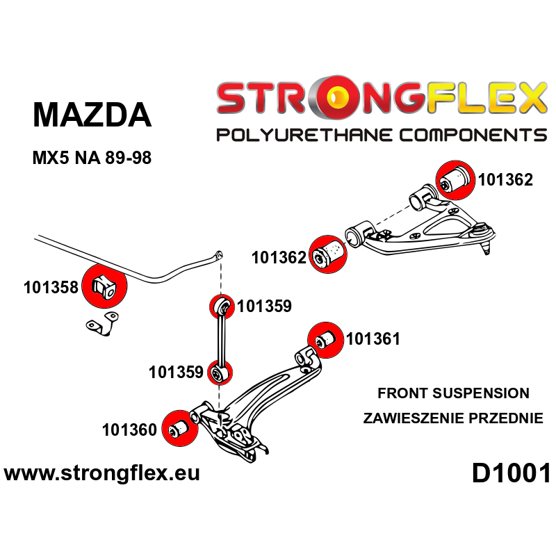 Strongflex Mazda MX-5 Complete polyurethaan rubberset SPORT – 106128A 2 Strongflex Mazda MX-5 Complete polyurethaan rubberset SPORT – 106128A – Bild 2