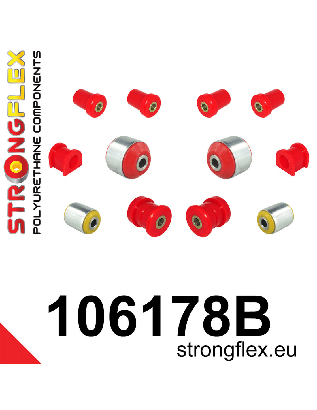 Strongflex Mazda MX-5 Polyurethaan rubberset vooras – 106178B 1 Strongflex Mazda MX-5 Polyurethaan rubberset vooras – 106178B