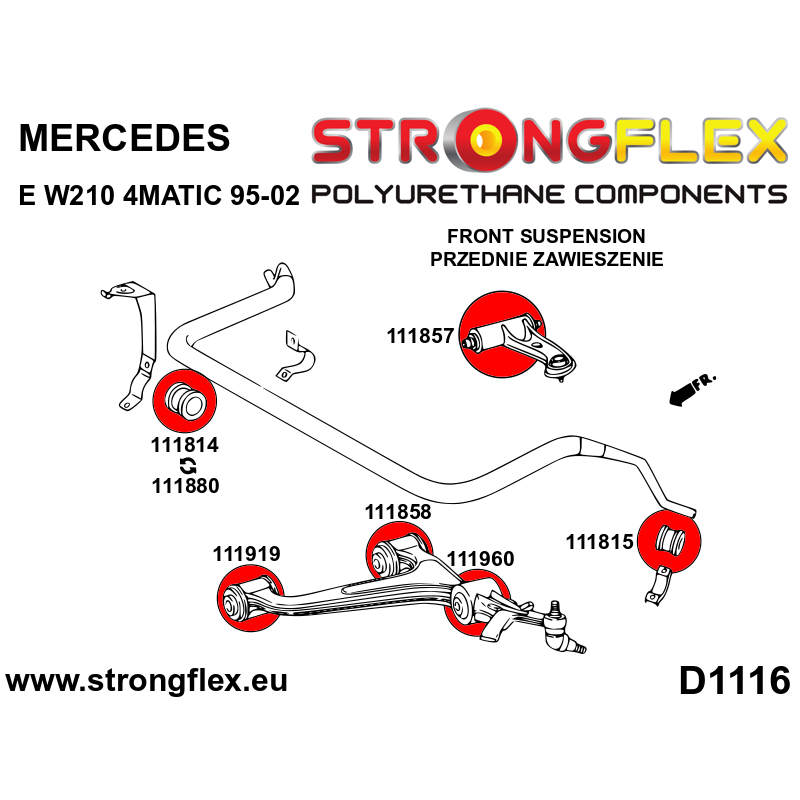 Strongflex Mercedes C-Klasse / CLK / E-Klasse Voorste buitenste stabilisatorrubber ZWART – 111815BX 3 Strongflex Mercedes C-Klasse / CLK / E-Klasse Voorste buitenste stabilisatorrubber ZWART – 111815BX – Image 3