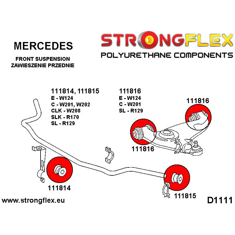 Strongflex Mercedes C-Klasse / E-Klasse / SL Vooras onderste draagarmrubber SPORT ZWART – 111816AX 2 Strongflex Mercedes C-Klasse / E-Klasse / SL Vooras onderste draagarmrubber SPORT ZWART – 111816AX – Image 2