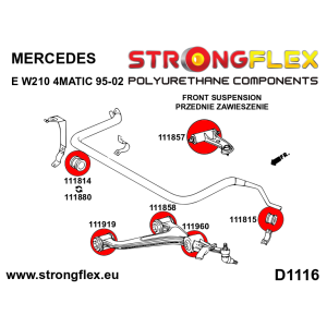 Strongflex Mercedes E-Klasse / S-Klasse Vooras voorste draagarm rubber ZWART – 111919BX