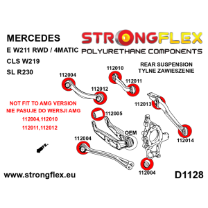 Strongflex Mercedes CLS / E-Klasse / SL Achterste onderste draagarm – buitenzijde rubber SPORT – 112012A