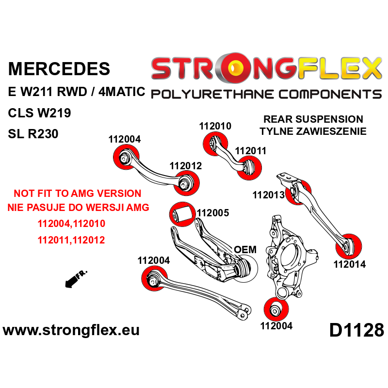 Strongflex Mercedes CLS / E-Klasse / SL Achterste onderste draagarm – intern rubber SPORT – 112013A 2 Strongflex Mercedes CLS / E-Klasse / SL Achterste onderste draagarm – intern rubber SPORT – 112013A – Bild 2