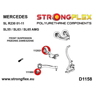 Strongflex Mercedes CL / S-Klasse / SL Voorwielophanging – achterste rubber SPORT ZWART – 112021AX
