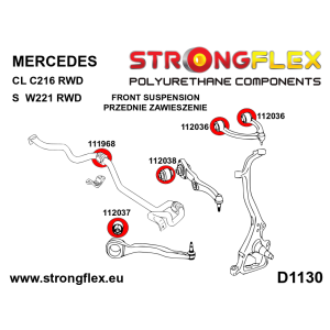Strongflex Mercedes CL / S-Klasse Rubber voorsten bovenste draagarm SPORT – 112036A