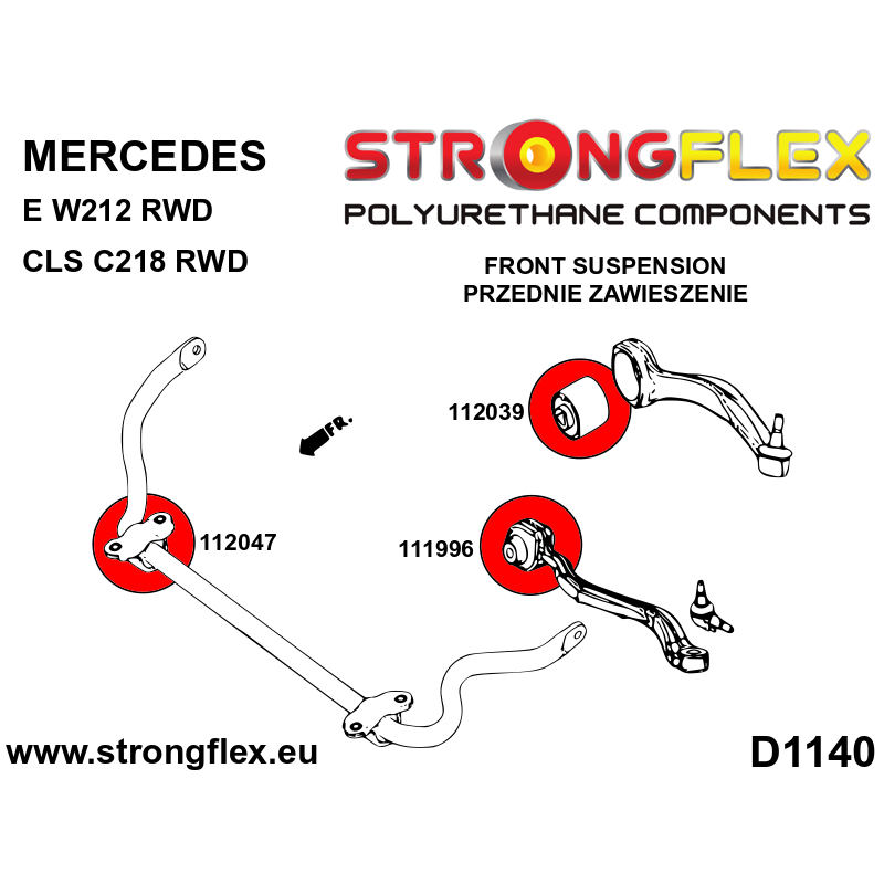 Strongflex Mercedes CLS / E-Klasse Rubber voorsten bovenste draagarm – 112039B 2 Strongflex Mercedes CLS / E-Klasse Rubber voorsten bovenste draagarm – 112039B – Bild 2