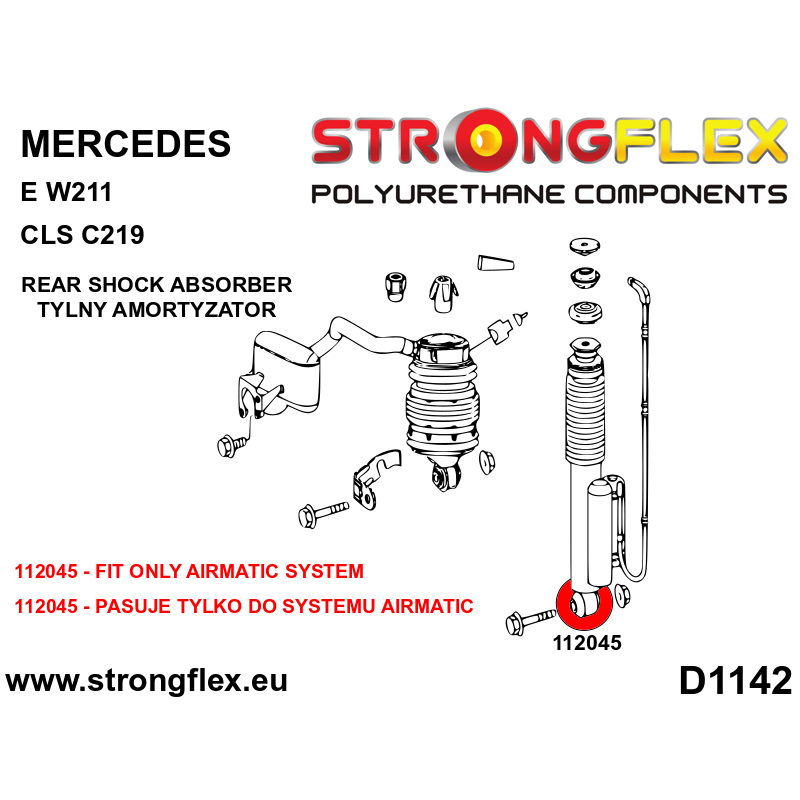 Strongflex Mercedes E-Klasse / CLS Rubber achtersten schokdemper SPORT – 112045A 2 Strongflex Mercedes E-Klasse / CLS Rubber achtersten schokdemper SPORT – 112045A – Image 2