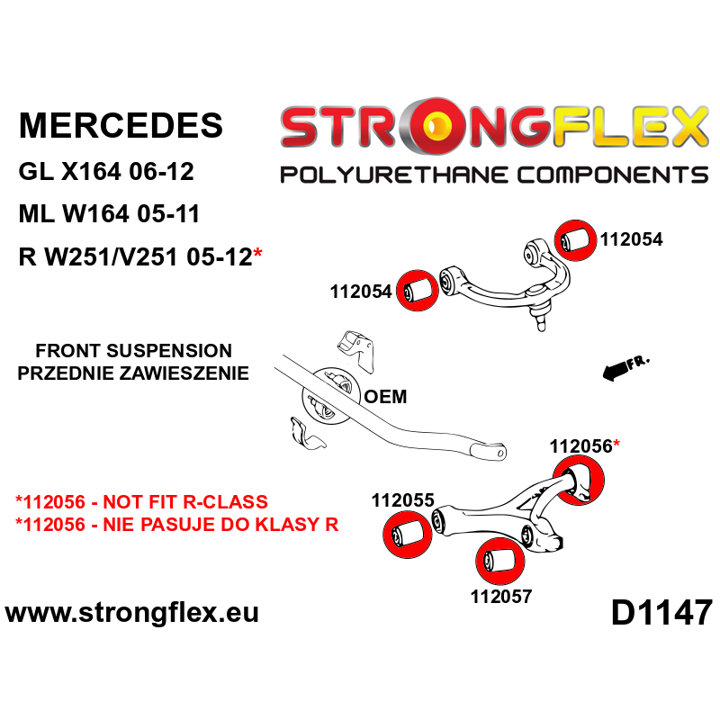 Strongflex Mercedes GL / GLE / GLS Draagarmrubber voor onder - voor SPORT – 112055A 2 Strongflex Mercedes GL / GLE / GLS Draagarmrubber voor onder - voor SPORT – 112055A – Image 2