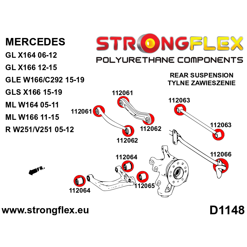 Strongflex Mercedes GL / GLE / GLS Achterste onderste draagarmrubber – buitenzijde SPORT – 112065A 2 Strongflex Mercedes GL / GLE / GLS Achterste onderste draagarmrubber – buitenzijde SPORT – 112065A – Image 2