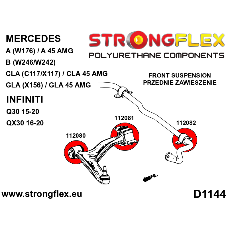 Strongflex Infiniti / Mercedes Vooras draagarm rubber voor SPORT – 112080A 2 Strongflex Infiniti / Mercedes Vooras draagarm rubber voor SPORT – 112080A – Image 2