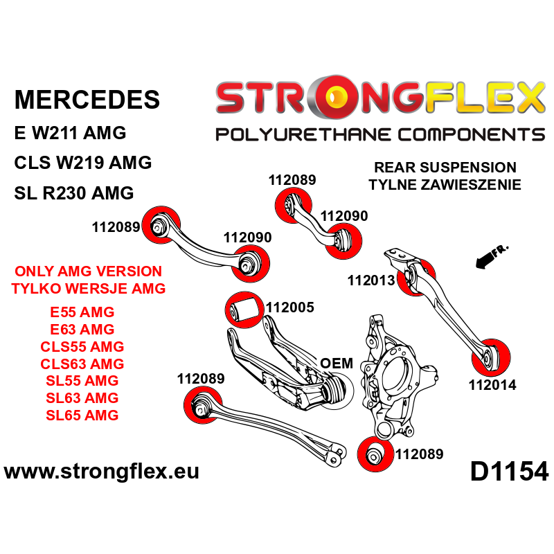 Strongflex Mercedes CLS / E-Klasse / SL Achterste onderste draagarm – buitenzijde rubber SPORT – 112090A 2 Strongflex Mercedes CLS / E-Klasse / SL Achterste onderste draagarm – buitenzijde rubber SPORT – 112090A - Afbeelding 2