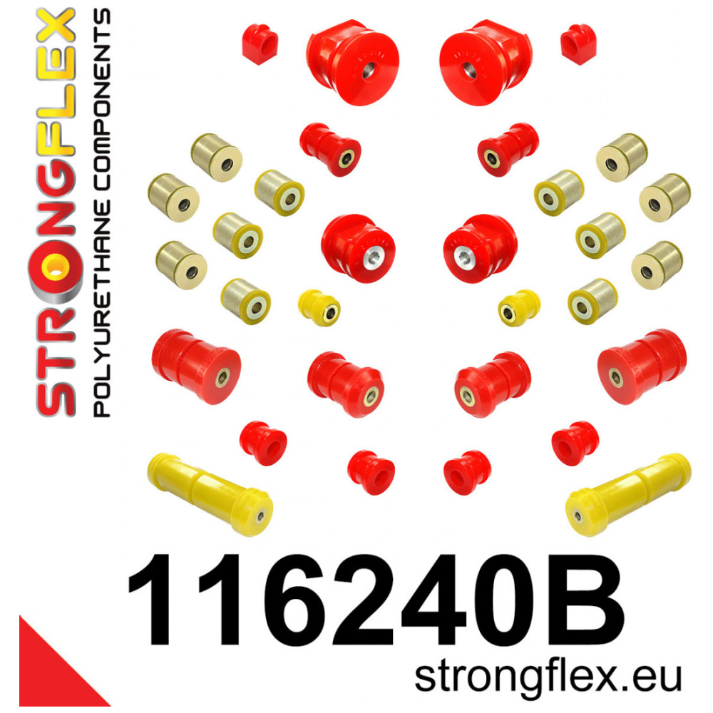 Strongflex Mercedes C-Klasse / CLK / SLK Polyurethaan rubberset voor- en achteras – 116240B