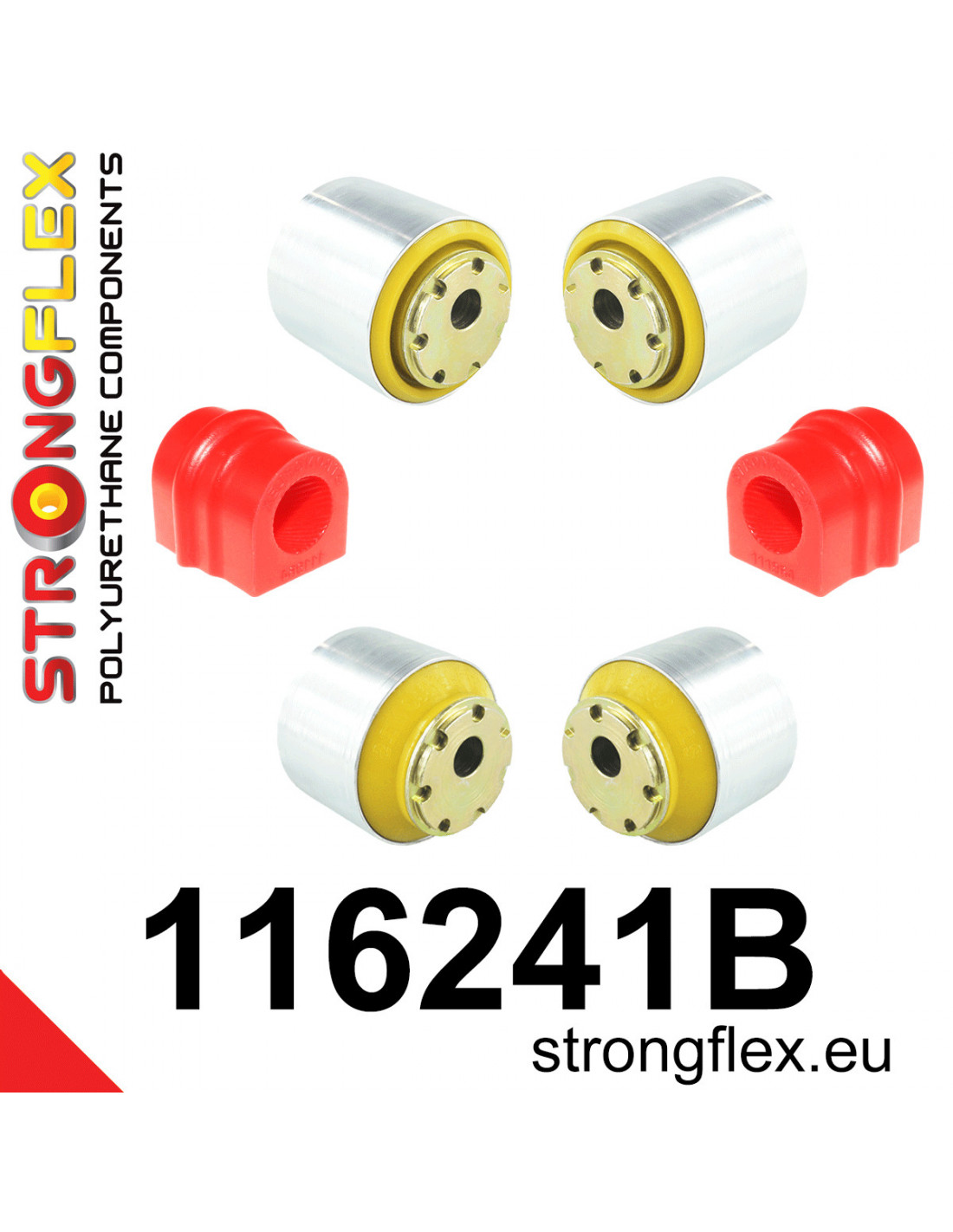 Strongflex Mercedes CLK / C-Klasse Voorwielophangingsrubberset – 116241B 1 Strongflex Mercedes CLK / C-Klasse Voorwielophangingsrubberset – 116241B