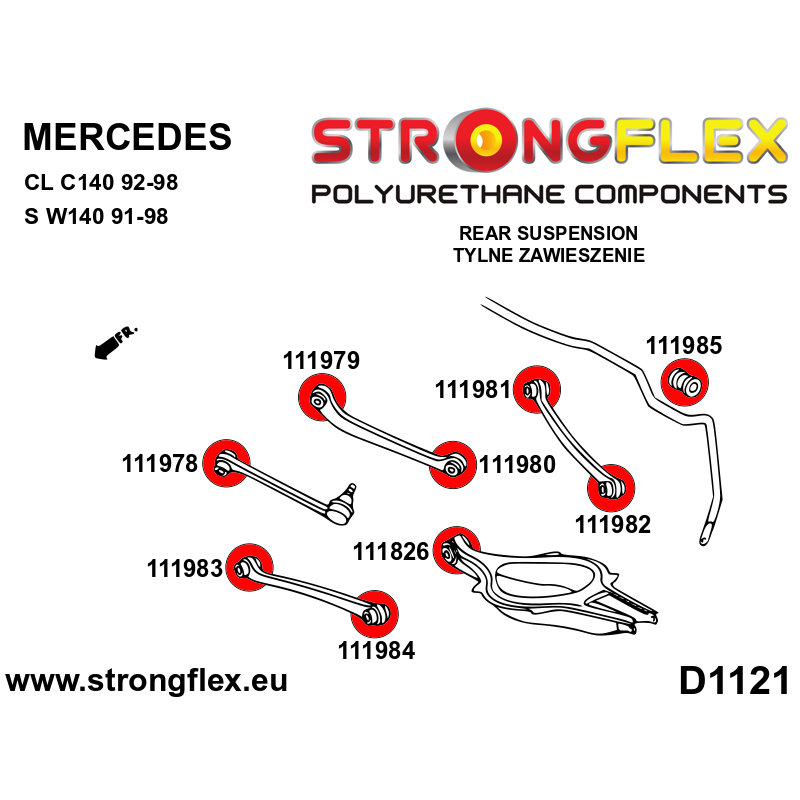 Strongflex Mercedes CL / S-Klasse Polyurethaan rubberset voor- en achteras SPORT – 116250A 4 Strongflex Mercedes CL / S-Klasse Polyurethaan rubberset voor- en achteras SPORT – 116250A – Bild 4