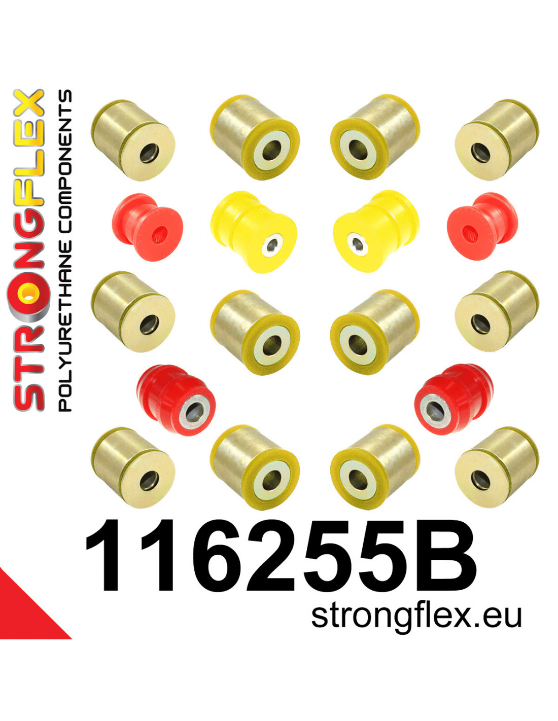 Strongflex Mercedes C-Klasse / CLC / CLK Achteras rubberset ZWART – 116255BX 1 Strongflex Mercedes C-Klasse / CLC / CLK Achteras rubberset – 116255B