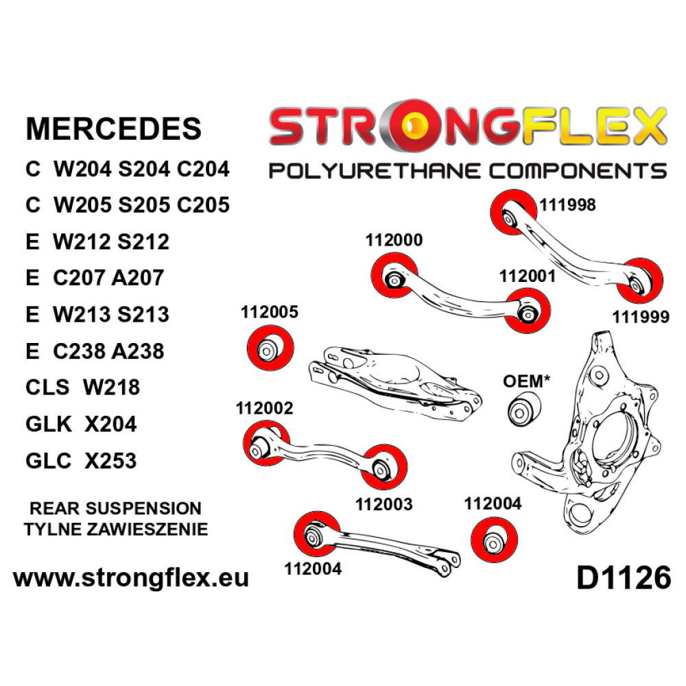 Strongflex Mercedes C-Klasse / E-Klasse Complete ophangrubberset ZWART – 116271BX