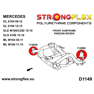 Strongflex Mercedes GL / GLE / GLS Vooras-subframe – rubberset SPORT – 116287A
