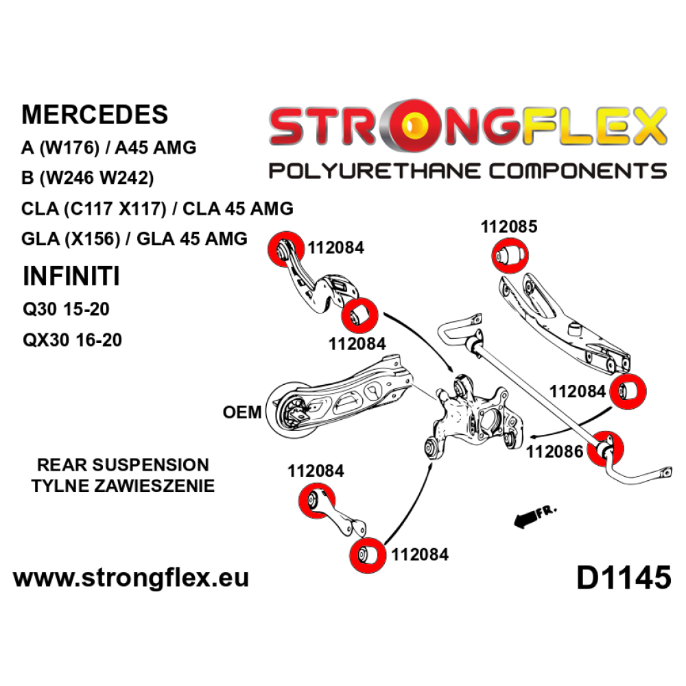 Strongflex Infiniti / Mercedes Complete ophangrubberset SPORT ZWART – 116291AX