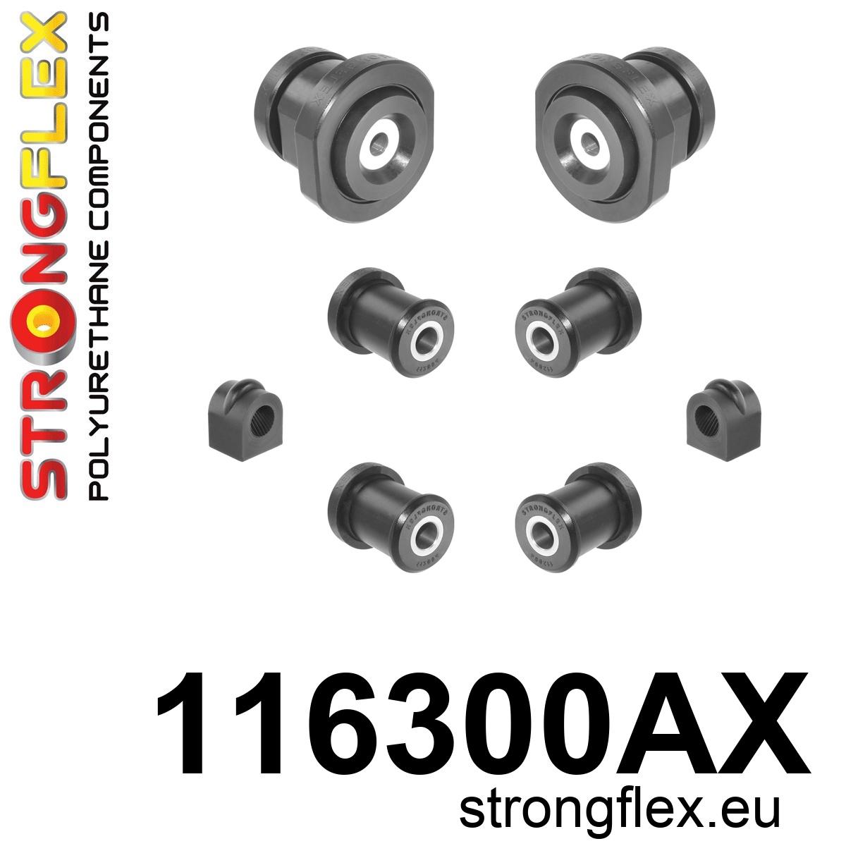 Strongflex Mercedes W123 Achteras rubberset SPORT ZWART – 116300AX 3 Strongflex Mercedes W123 Achteras rubberset SPORT ZWART – 116300AX